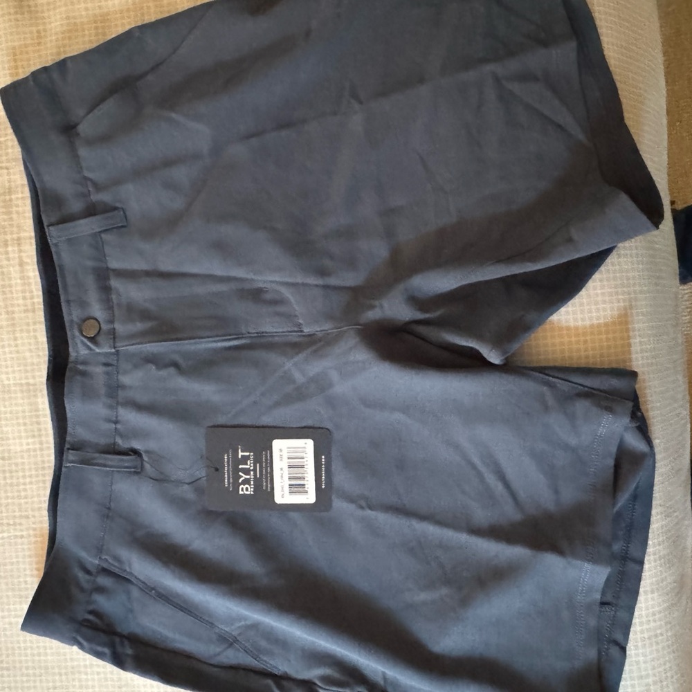 BYLT Basics Dark Blue / Gray Flat Front Shorts